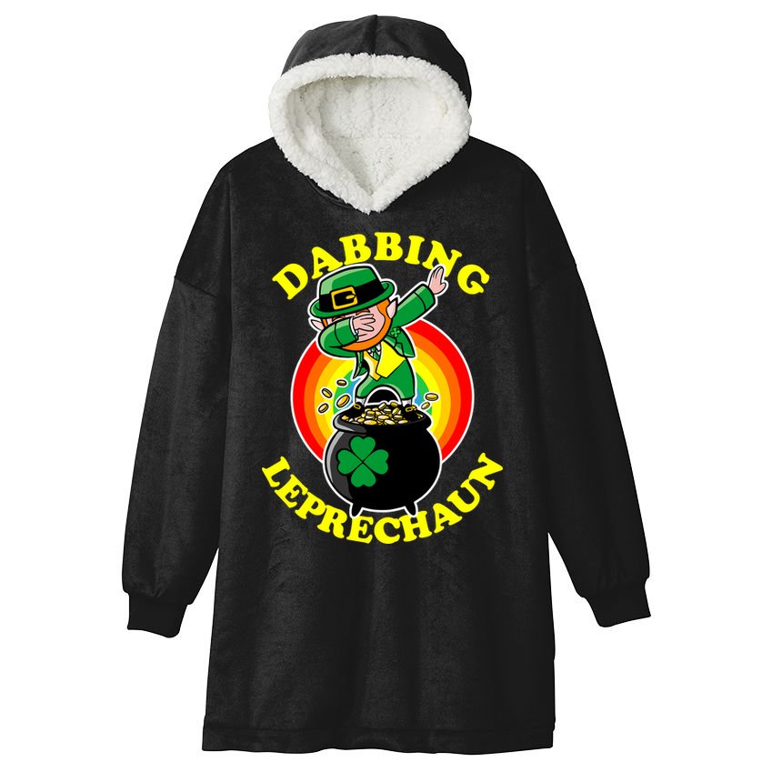 The Dabbing Leprechaun Irish Rainbow Dab St. Patrick's Day Hooded Wearable Blanket