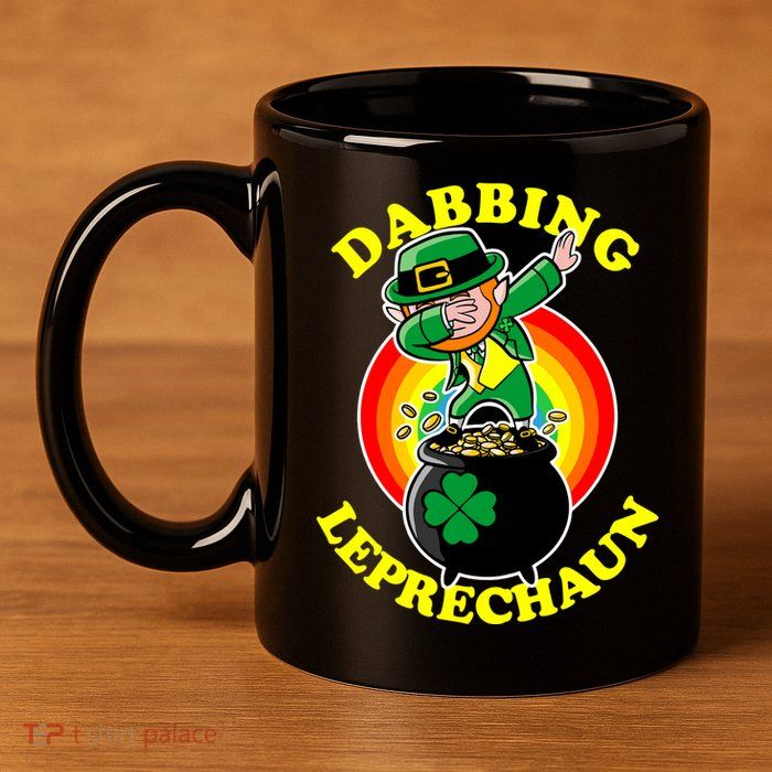 The Dabbing Leprechaun Irish Rainbow Dab St. Patrick's Day 11oz C Handle Ceramic Mug