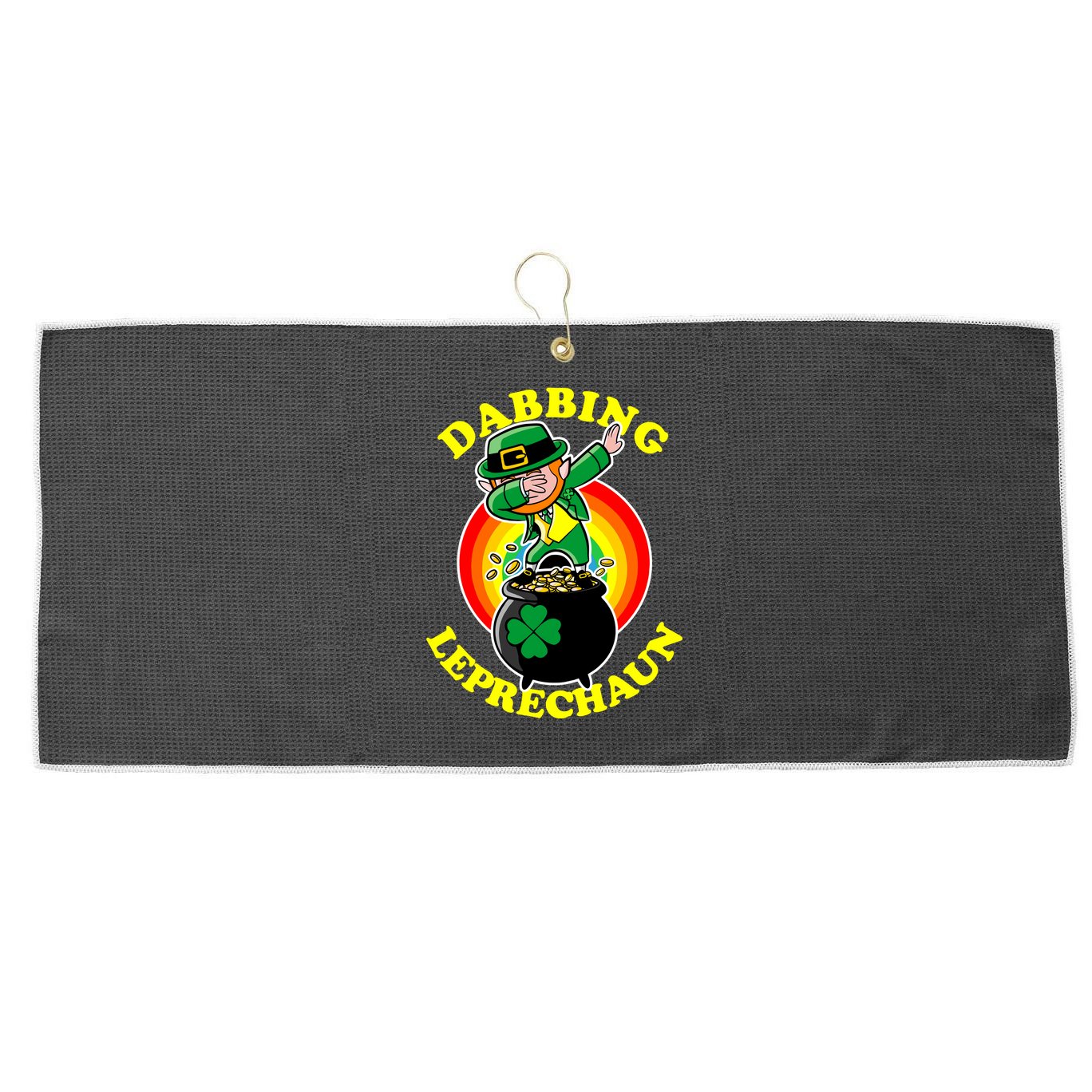 The Dabbing Leprechaun Irish Rainbow Dab St. Patrick's Day Large Microfiber Waffle Golf Towel