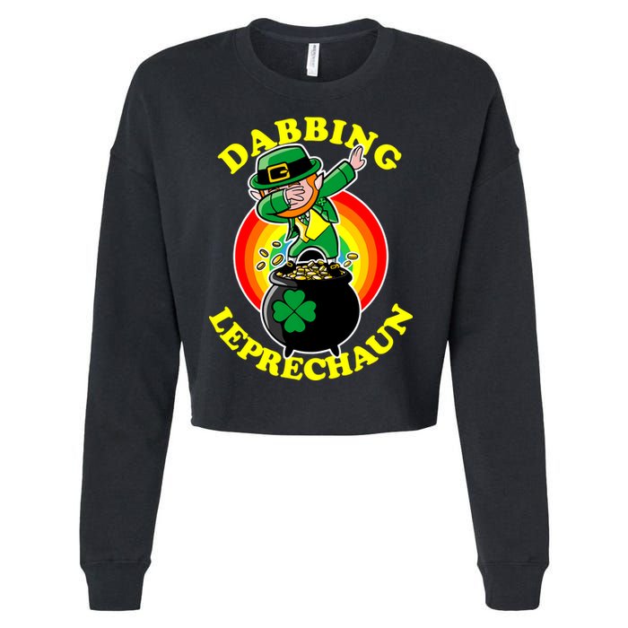 The Dabbing Leprechaun Irish Rainbow Dab St. Patrick's Day Cropped Pullover Crew