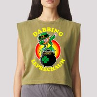 The Dabbing Leprechaun Irish Rainbow Dab St. Patrick's Day Garment-Dyed Women's Muscle Tee