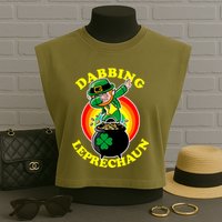 The Dabbing Leprechaun Irish Rainbow Dab St. Patrick's Day Garment-Dyed Women's Muscle Tee