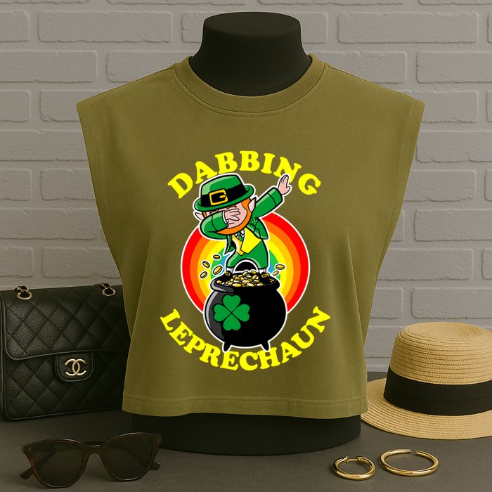 The Dabbing Leprechaun Irish Rainbow Dab St. Patrick's Day Garment-Dyed Women's Muscle Tee