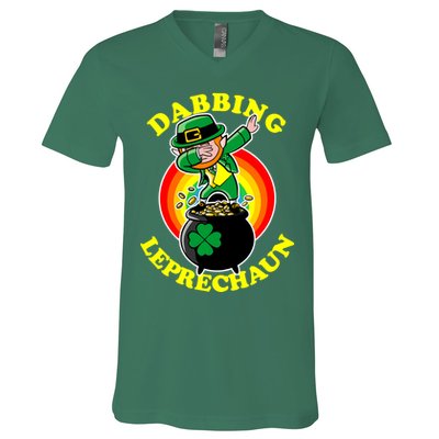 The Dabbing Leprechaun Irish Rainbow Dab St. Patrick's Day V-Neck T-Shirt