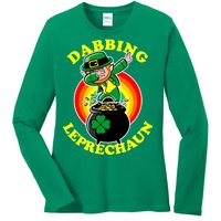 The Dabbing Leprechaun Irish Rainbow Dab St. Patrick's Day Ladies Long Sleeve Shirt