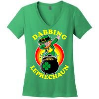 The Dabbing Leprechaun Irish Rainbow Dab St. Patrick's Day Women's V-Neck T-Shirt