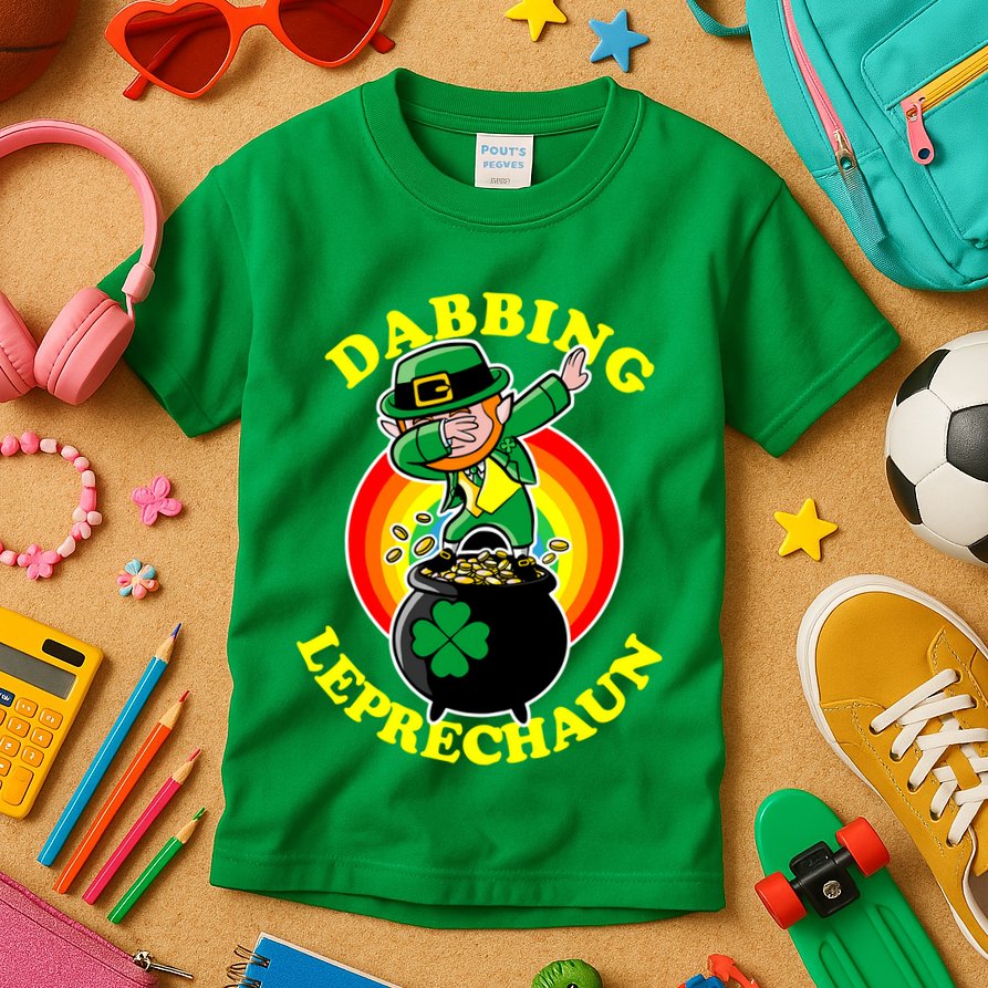 The Dabbing Leprechaun Irish Rainbow Dab St. Patrick's Day Kids T-Shirt