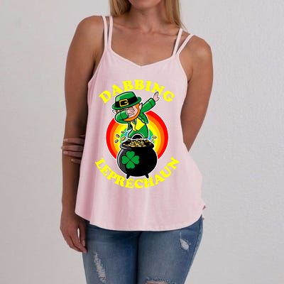 The Dabbing Leprechaun Irish Rainbow Dab St. Patrick's Day Women's Strappy Tank