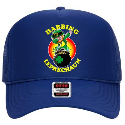 The Dabbing Leprechaun Irish Rainbow Dab St. Patrick's Day High Crown Mesh Back Trucker Hat