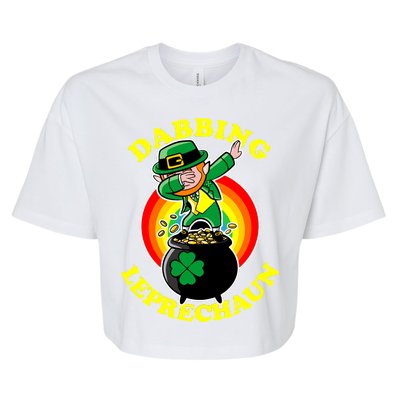 The Dabbing Leprechaun Irish Rainbow Dab St. Patrick's Day Bella+Canvas Jersey Crop Tee