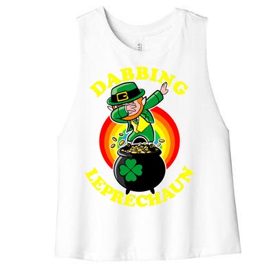 The Dabbing Leprechaun Irish Rainbow Dab St. Patrick's Day Women's Racerback Cropped Tank