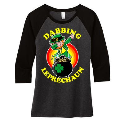 The Dabbing Leprechaun Irish Rainbow Dab St. Patrick's Day Women's Tri-Blend 3/4-Sleeve Raglan Shirt