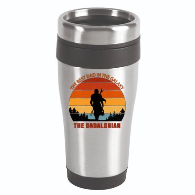 The Dadalorian Best Dad in The Galaxy Retro Vintage 16oz Travel Tumbler