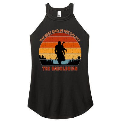 The Dadalorian Best Dad in The Galaxy Retro Vintage Women's Perfect Tri Rocker Tank