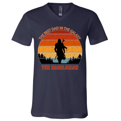 The Dadalorian Best Dad in The Galaxy Retro Vintage V-Neck T-Shirt
