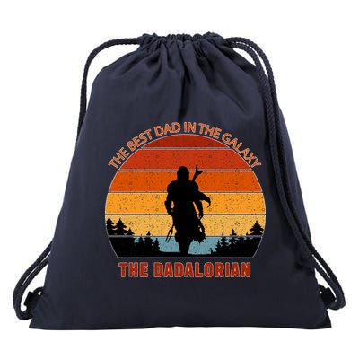 The Dadalorian Best Dad in The Galaxy Retro Vintage Drawstring Bag