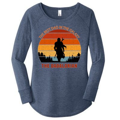 The Dadalorian Best Dad in The Galaxy Retro Vintage Women's Perfect Tri Tunic Long Sleeve Shirt