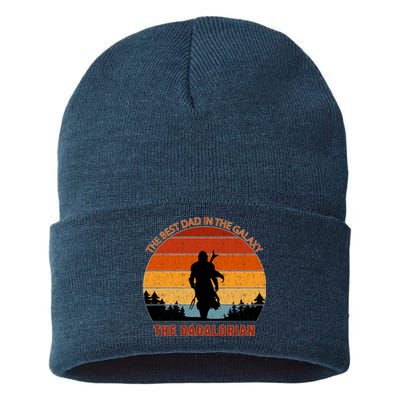 The Dadalorian Best Dad in The Galaxy Retro Vintage Sustainable Knit Beanie