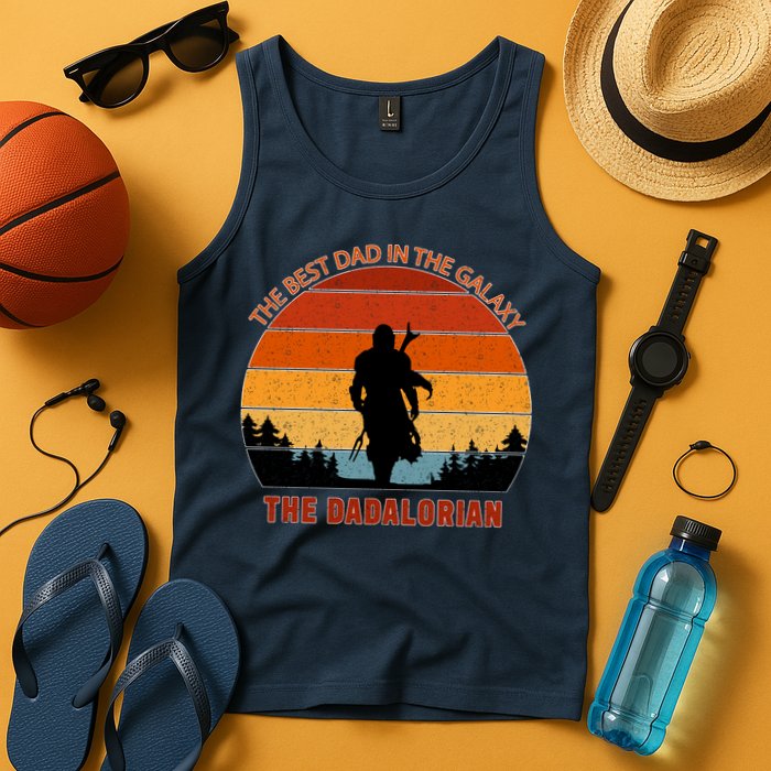 The Dadalorian Best Dad in The Galaxy Retro Vintage Tank Top