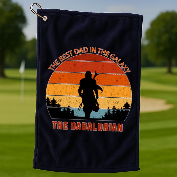 The Dadalorian Best Dad in The Galaxy Retro Vintage Golf Towel