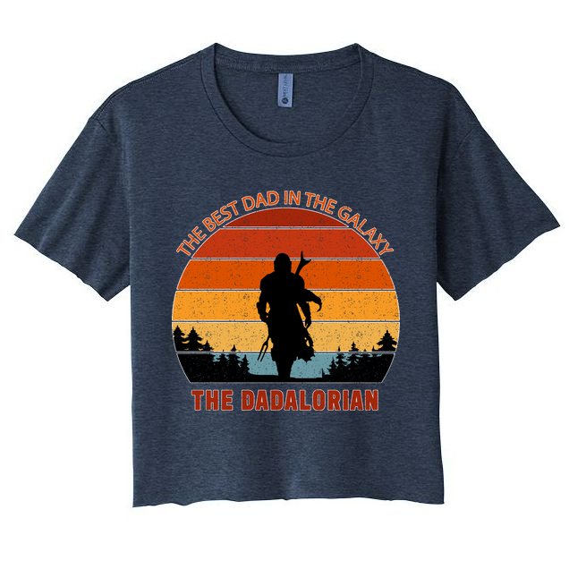The Dadalorian Best Dad in The Galaxy Retro Vintage Crop Top