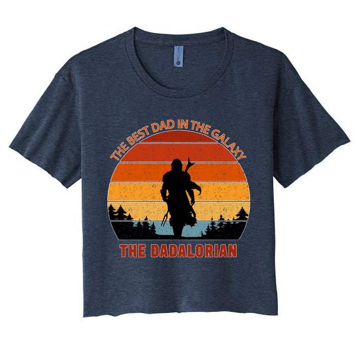 The Dadalorian Best Dad in The Galaxy Retro Vintage Crop Top