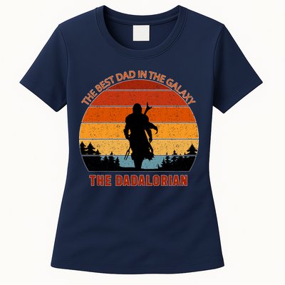 The Dadalorian Best Dad in The Galaxy Retro Vintage Womens T-Shirt