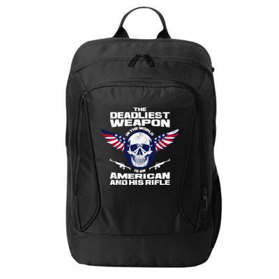 The Deadliest Weapon American And His Rifle City Backpack