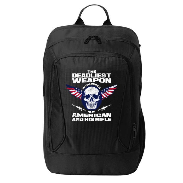 The Deadliest Weapon American And His Rifle City Backpack
