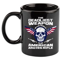 The Deadliest Weapon American And His Rifle 11oz C Handle Ceramic Mug