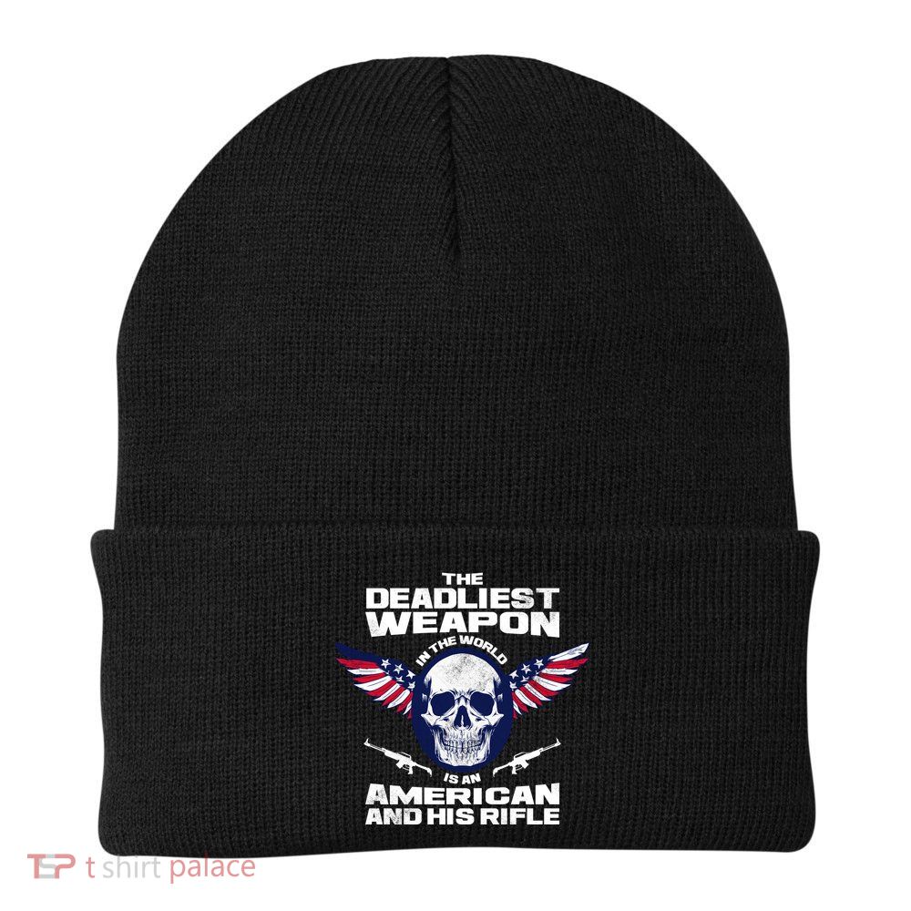 The Deadliest Weapon American And His Rifle Beanie