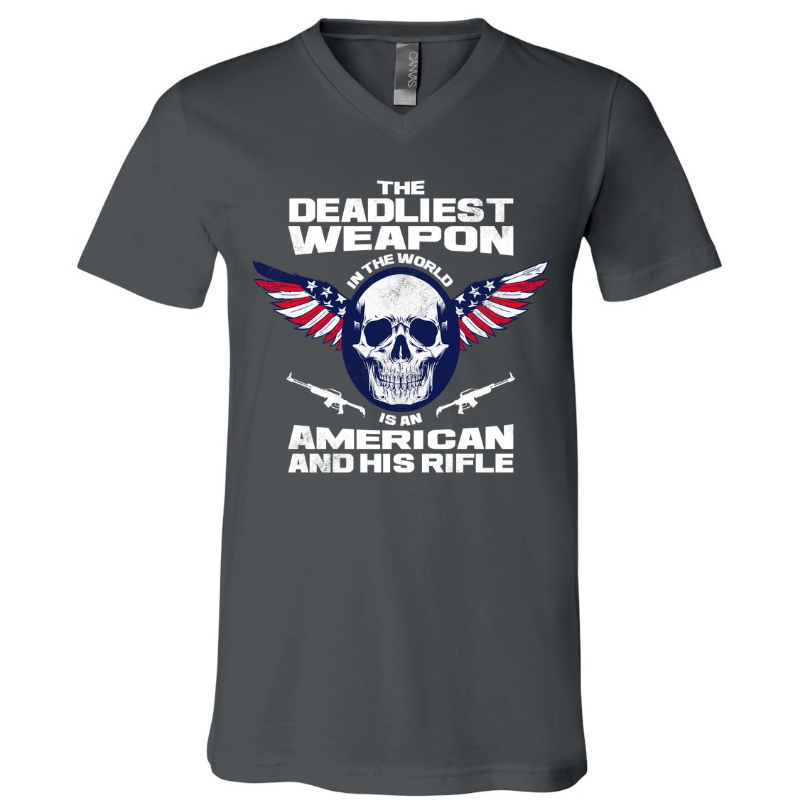 The Deadliest Weapon American And His Rifle V-Neck T-Shirt