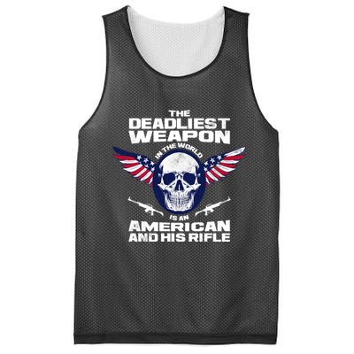 The Deadliest Weapon American And His Rifle Mesh Reversible Basketball Jersey Tank