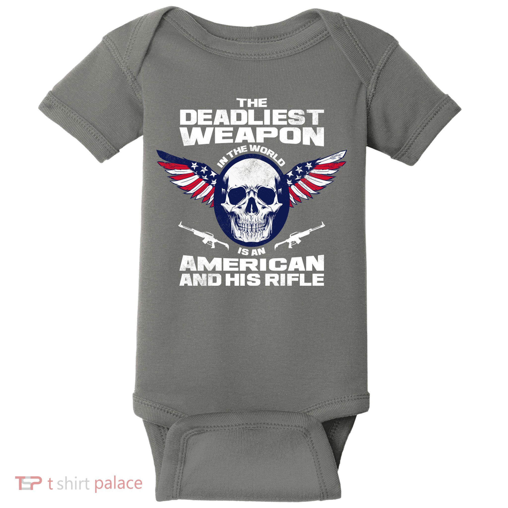 The Deadliest Weapon American And His Rifle Baby Bodysuit