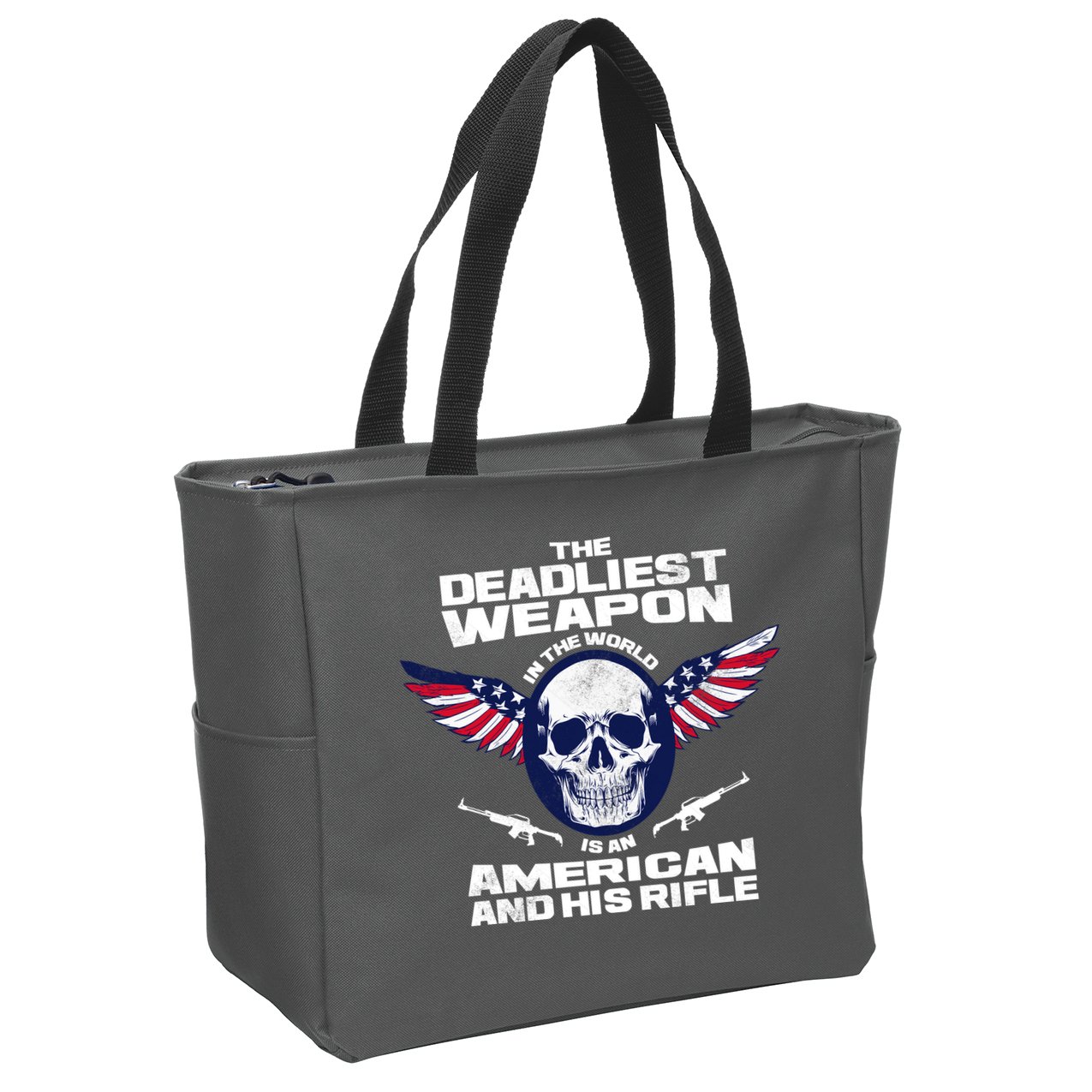The Deadliest Weapon American And His Rifle Zip Tote Bag