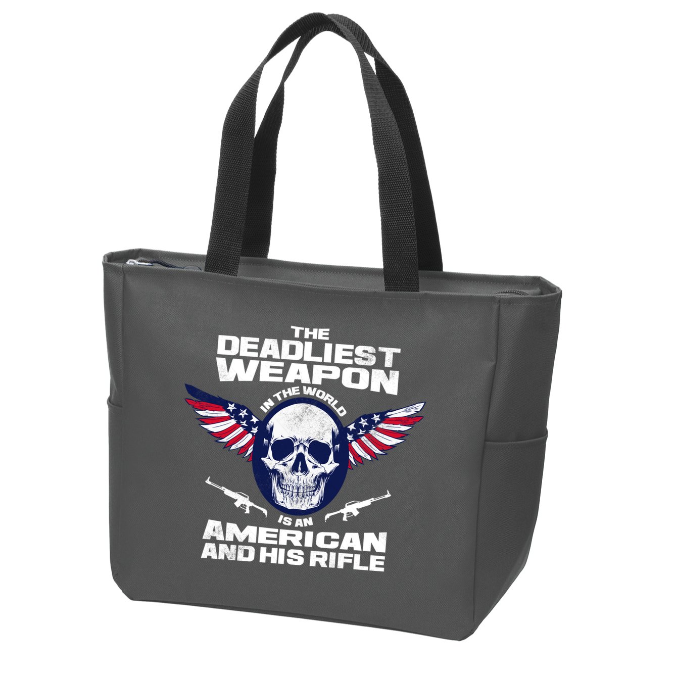 The Deadliest Weapon American And His Rifle Zip Tote Bag