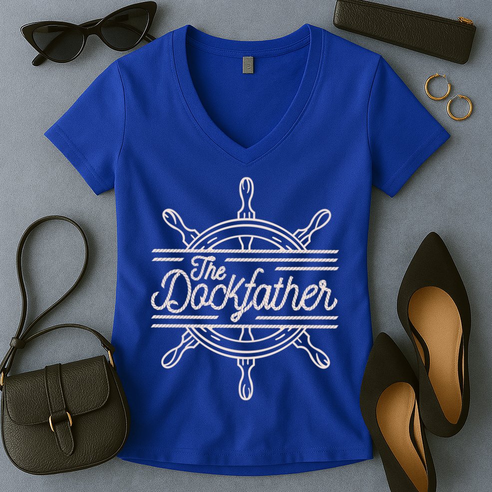 The Dockfather Funny Women's V-Neck T-Shirt