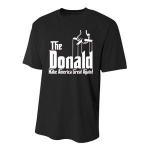 The Donald Make America Great Again! President Trump Spoof Youth Performance Sprint T-Shirt