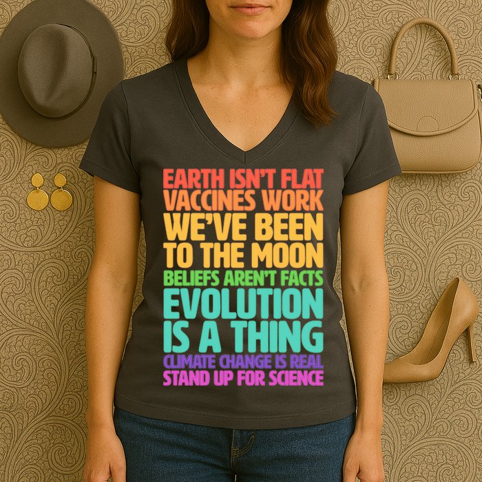 The Earth Isn't Flat Stand Up For Science Women's V-Neck T-Shirt