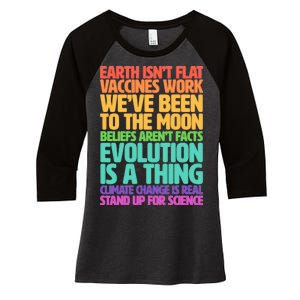 The Earth Isn't Flat Stand Up For Science Women's Tri-Blend 3/4-Sleeve Raglan Shirt