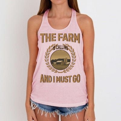 The Farm Is Calling And I Must Go Women's Knotted Racerback Tank