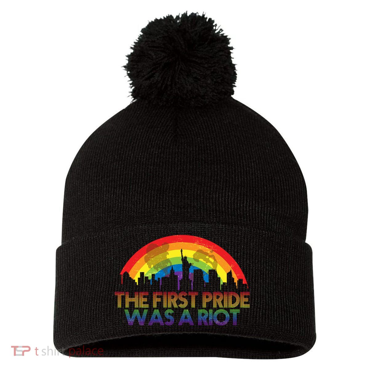 The First Pride Was A Riot Pom Pom 12in Knit Beanie