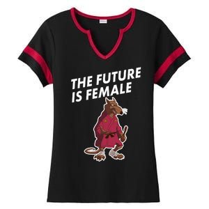 The Future Is Female Funny Splinter Meme Ladies Halftime Notch Neck Tee