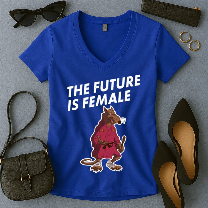 The Future Is Female Funny Splinter Meme Women's V-Neck T-Shirt