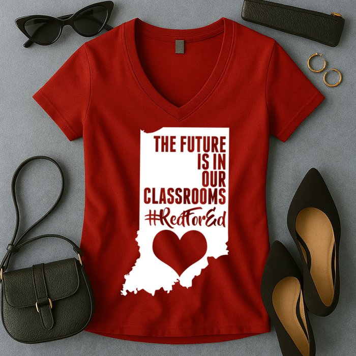 The Future Is In Our Classroom #REDFORED Women's V-Neck T-Shirt