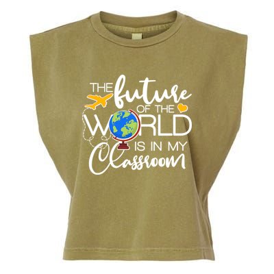 The Future of the World Is In My Classroom Garment-Dyed Women's Muscle Tee