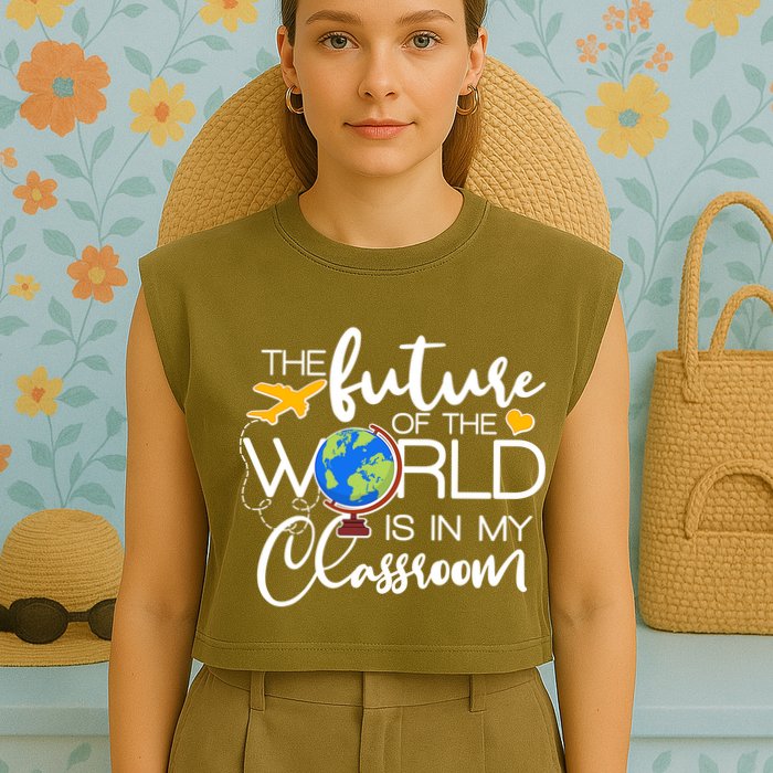 The Future of the World Is In My Classroom Garment-Dyed Women's Muscle Tee