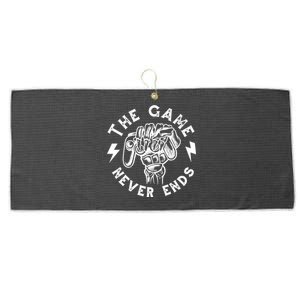 The Game Never Ends Large Microfiber Waffle Golf Towel