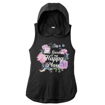 The Garden Is My Happy Place Ladies PosiCharge Tri-Blend Wicking Draft Hoodie Tank