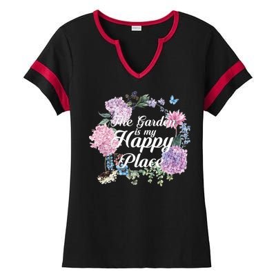 The Garden Is My Happy Place Ladies Halftime Notch Neck Tee